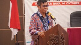 FOTO: Kepala Dinas Komunikasi, Informatika, Persandian dan Statistik Provinsi Kalimantan Tengah (Dinas Kominfosantik Prov. Kalteng) Agus Siswadi saat memberikan sambutan. (IST)