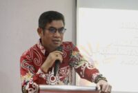 Kepala Diskominfosantik Prov. Kalteng Agus Siswadi saat menyampaikan sambutannya. (FOTO: IST)