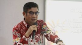 Kepala Diskominfosantik Prov. Kalteng Agus Siswadi saat menyampaikan sambutannya. (FOTO: IST)
