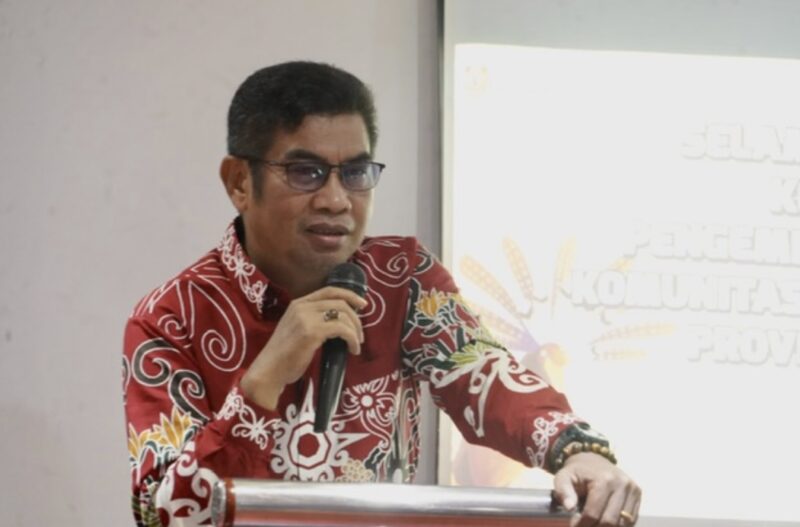 Kepala Diskominfosantik Prov. Kalteng Agus Siswadi saat menyampaikan sambutannya. (FOTO: IST)