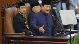 Pidato Kepresidenan Perdana Prabowo Subianto, usai mengucapkan sumpah janji dalam pelantikan Presiden RI, Minggu 20 Oktober 2024 (Foto : detik.com)