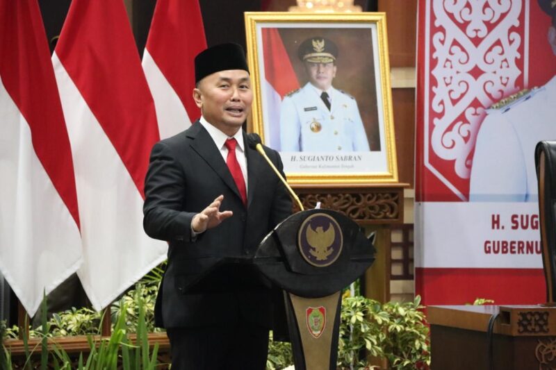 SAMBUTAN : Gubernur Provinsi Kalteng H.Sugianto Sabran saat menyampaikan sambutan pada acara yang digelar pemerintah Provinsi Kalteng belum lama ini. (IST)