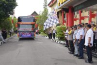 Moken pelepasan rombongan mudik gratis di Mapolda Kalteng.(IST)