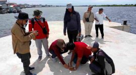EVALUASI: Tim Dislutkan bersama Inpektorat Provinsi Kalteng saat melakukan Evaluasi Lapangan Pembangunan Dermaga PP Kuala Jelai Tahun 2024.(IST)