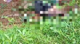 MAYAT: Seorang mayat pria saat ditemukan warga di pinggir jalan dekat Jembatan Bajarum pada Sabtu (18/1).(IST)