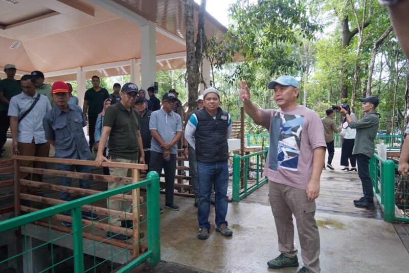 MEMINJAU : Gubernur Provinsi Kalteng H Sugianto Sabran beserta jajarannya saat meninjau ekowisata Nyaru Menteng Palangka Raya, Sabtu (4/1).(IST)