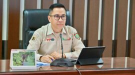 PAPARAN : Kepala Bapperida Provinsi Kalteng Leonard S. Ampung menyampaikan Paparan secara online saat rapat dengan Bappenas, Jumat (14/2).(IST)