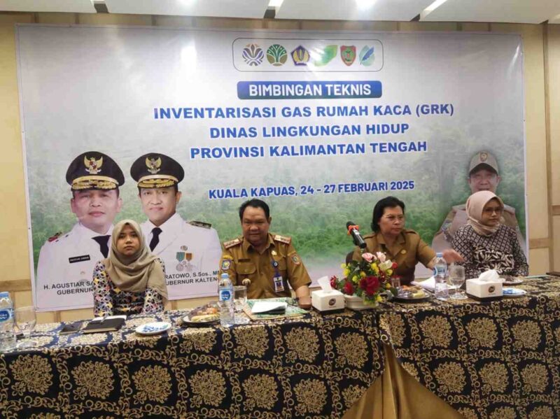 MEMBUKA : Sekretaris DLH Provinsi Kalteng Noor Halim saat membuka Bimtek Penyelenggaraan Inventarisasi GRK dan Pengisian Data Aktivitas pada Aplikasi SIGN-SMART Tahun 2025. yang digelar di salah satu Hotel, di Kabupaten Kapuas, pada Selasa (25/2).(IST)