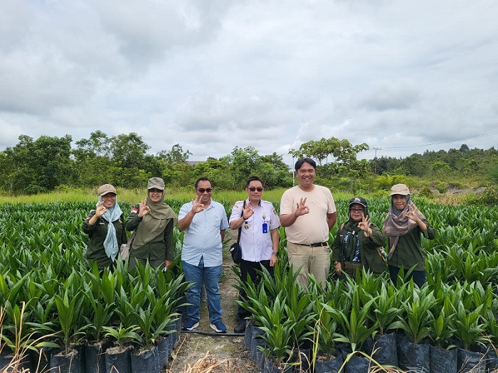 PENGAWASAN: Tim PBT Perkebunan saat melakukan pengawasan mutu benihdi kebun pembibitan kelapa sawit, yang berada di Desa Handiwung, Kecamatan Tasik Payawan, Kabupaten Katingan, Rabu (26/2).(IST)