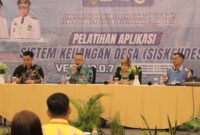 ARAHAN : Kepala DPMD Provinsi Kalteng H. Aryawan saat menyampaikan arahannya saat pelatihan Aplikasi Sistem Keuangan Desa (SISKEUDES) Versi 2.0.7 Tahun 2025 Angkatan II, bertempat di Hotel Palangka Raya, Kamis (27/2).(IST)