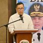SAMBUTAN : Kepala Bapperida Provinsi Kalteng Leonard S.Ampung saat menyampaikan sambutan sekaligus membuka acara rapat koordinasi sinkronisasi perencanaan dan sinergi pelaksanaan Asta Cita ke-6. di Palangka Raya, Senin (24/3).(IST)