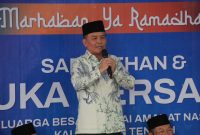 SAMBUTAN : Gubernur Provinsi Kalteng, H.Agustiar Sabran saat menyampaikan s sambutan pada acara buka bersama dengan DPW PAN Kalteng, Minggu (16/3).(IST)