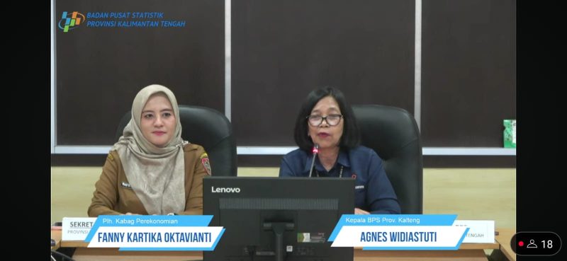 Kepala BPS Kalteng Agnes Widiastuti (kanan) bersama Plh. Karo Ekonomi Fanny (kiri).(IST)