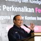 SAMBUTAN : Kepala Badan Pengembangan Sumber Daya Manusia Kemkomdigi, Bonifasius Wahyu Pudjianto, saat menyampaikan sambutannya pada acara soft launching STEM Feed dengan TikTok Indonesia di Hotel Shangri-La, Jakarta, Rabu (5/3).(IST/komdigi)