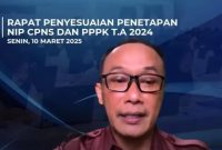 MENYAMPAIKAN : Kepala BKN Zudan Arif saat menyampaikan pernyataannya dalam rapat koordinasi yang dipantau secara daring di Jakarta, Senin (10/).(IST)