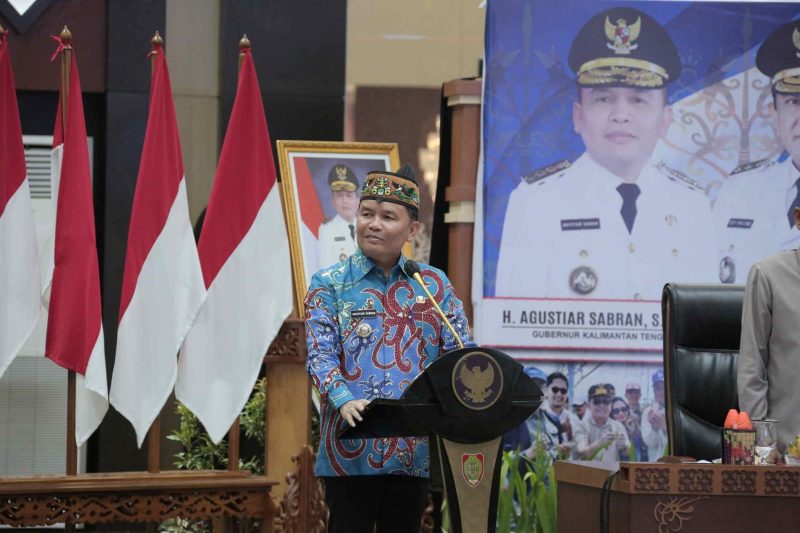 SAMBUTAN : Gubernur Provinsi Kalteng H. Agustiar Sabran menyampaikan sambutannya saat Musrenbang  Rencana Kerja Pemerintah Daerah (RKPD) Provinsi Kalteng Tahun 2026, di Aula Jayang Tingang Kantor Gubernur, Kamis (10/4).(IST)