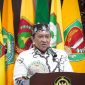 SAMBUTAN : Wakil Gubernur Provinsi Kalteng, Edy Pratowo bacakan sambutan Gubernur saat menghadiri acara serah terima jabatan BPK perwakilan Kalteng, Kamis (10/4).(IST)