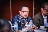 RAPAT : Kepala Dinas Energi dan Sumber Daya Mineral (ESDM) Provinsi Kalteng, Vent Christway saat mengikuti rapat belum lama ini.(IST)