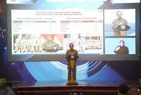 SAMBUTAN : Menteri Dalam Negeri Muhammad Tito Karnavian saat menyampaikan sambutannya pada acara SPM Awards 2025 di Kantor Ditjen Bina Pembangunan Daerah Kemendagri, Jumat (23/5).(IST)