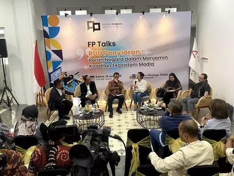 DISKUSI : Suasana diskusi terkait RUU penyiaran yang digelar di ANTARA Heritage Center Jakarta, Jumat (20/6).(IST)