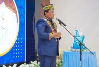 RAMAH TAMAH : Wakil Gubernur Kalteng H. Edy Pratowo hadiri ramah tamah yang digelar di Gedung Balai Antang, Muara Teweh, Senin (30/6/2025).(IST)