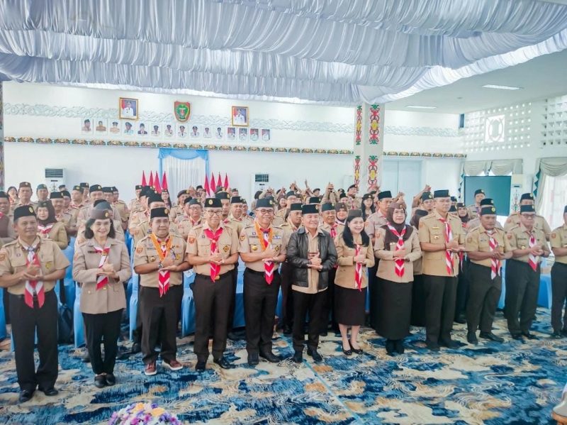 HADIRI : Gubernur Kalteng, H.Agustiar Sabran beserta Plt. Sekretaris Daerah Provinsi Kalteng Leonard S. Ampung, para asisten dan staf ahli gubernur, kepala perangkat daerah, saat menghadiri musda Gerakan Pramuka yang digelar di Istana Isen Mulang, Minggu (29/6/2025).(IST)