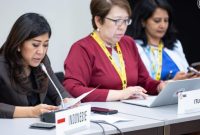 HADIRI : Menteri Komunikasi dan Digital, Meutya Hafid saat menghadiri Forum Ministerial Round Table WSIS yang digelar di Jenewa, Swiss, Rabu (9/7/2025).(IST)