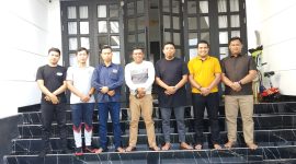 SILATURAHMI: Kepala Departemen HIPMI Kotim, Chalid, bersama sejumlah pengurus lainnya saat melakukan silaturahmi dengan Bupati Lamandau Rizky Aditya Putra dan Ketua BPC HIPMI Lamandau, Satriyo Priambodo, Sabtu (11/7/2025).(IST)