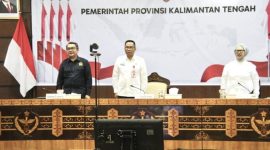 AUDENSI: Plt. Sekretaris Daerah Provinsi Kalteng Leonard S. Ampung bersama Komisioner Komnas HAM Uli Parulian Sihombing saat hadiri Audiensi dan Diskusi Penanganan Konflik Agraria dan SDA di Kalteng di Aula Eka Hapakat, Kantor Gubernur Kalteng, pada Rabu (30/7/2025).(IST)