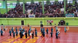 PENAMPILAN: Salah satu grup Marching Band dari tingkat TK saat unjuk kebolehannya dalam lomba yang digelar di Indoor Stadion 29 Nopember Sampit, Minggu (11/5/2025).(IST)