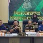 PRESS CONFERENCE :  Kejati Kalteng saat  memberikan keterangan pers terkait perkembangan penyidikan dugaan korupsi pengadaan internet senilai Rp2,4 miliar di Kabupaten Seruyan, Kamis (4/9/2025).(IST)