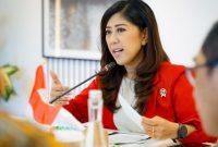 TEGASKAN : Menteri Komunikasi dan Digital, Meutya Hafid, menegaskan bahwa Satelit Nusantara Lima dirancang untuk kepentingan rakyat yang menghubungkan Indonesia tanpa batas, Jumat (12/9/2025).(IST)