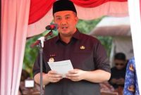 SAMBUTAN : Bupati Lamandau, Rizky Aditya Putra saat menyampaikan sambutan disalah satu kegiatan, belum lama ini.(IST)