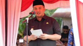 SAMBUTAN : Bupati Lamandau, Rizky Aditya Putra saat menyampaikan sambutan disalah satu kegiatan, belum lama ini.(IST)