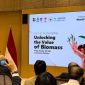 PAPARAN : Bupati Lamandau, Rizky Aditya Putra, memaparkan potensi unggulan Kabupaten Lamandau di ajang World Expo Osaka 2025, yang menjadi panggung dunia untuk memperkenalkan inovasi dan potensi daerah, pada Sabtu (11/10/2025).