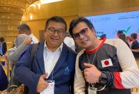 HADIRI : Ketua HIPMI Jepang, Teddy Modesto Situmorang, bersama Ketua Umum APCASI,  Dikki Akhmar, saat menghadiri kegiatan Indonesian Plantations Fund World Expo Osaka 2025, Jumat (10/10/2025).