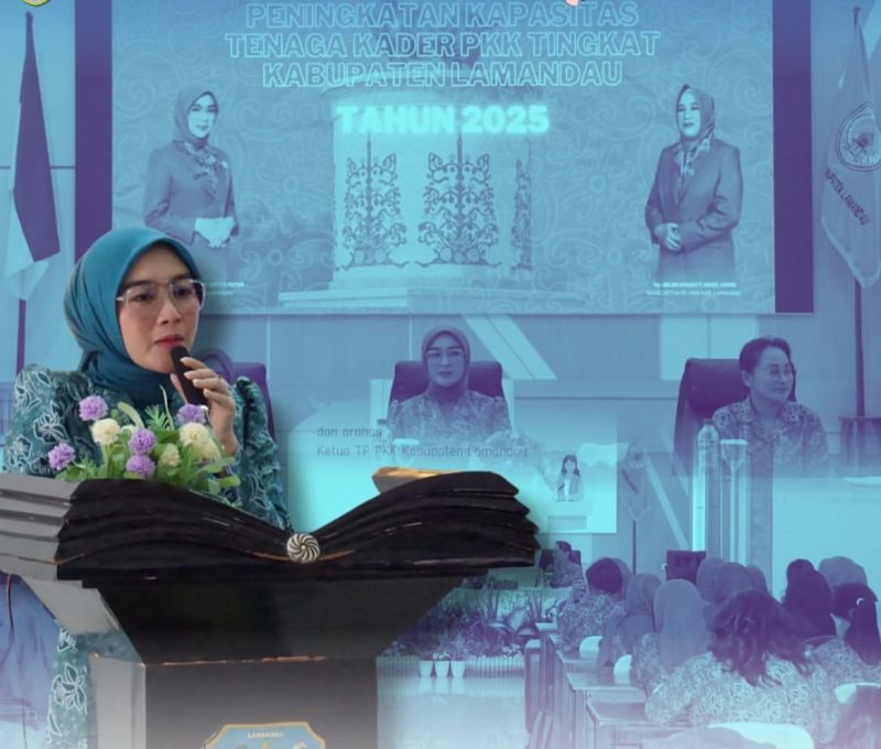 SAMBUTAN : Bunda PAUD Kabupaten Lamandau, Ny. Norol Latifah Rizky Aditya Putra, sast memberikan sambutan di Sekolah Khusus (SKh) Negeri Nanga Bulik, Senin (6/10).(IST)