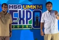 KUNJUNGAN : Bupati Lamandau, Rizky Aditya Putra, berkunjung dan meninjau Stan Expo UMKM di Kabupaten HSS, Kalsel didampingi Bupati HSS H. Syafrudin Noor dan jajaran kepala OPD, Kamis malam (4/12/2025).(IST)