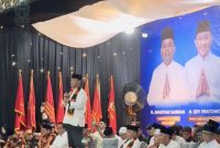 SAMBUTAN : Gubernur Kalteng H.Agustiar Sabran menyampaikan sambutan saat menghadiri acara buka puasa bersama yang diselenggarakan oleh MPW PP Kalteng di Palangka Raya, Minggu (8/3/2026).