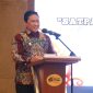 SAMBUTAN  : Wagub Kalteng, Edy Pratowo, menyampaikan sambutan saat menghadiri Peringatan Hari Ulang Tahun (HUT) ke-45 Satpam di Aquarius Boutique Hotel, Kamis (8/1/2026). 