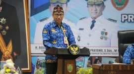 SAMBUTAN:  Plt Sekretaris Daerah Provinsi Kalimantan Tengah, Leonard S. Ampung menyampaikan sambutan di Musrenbang RKPD Tahun 2027, Selasa (17/3/2026).