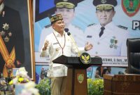 SAMBUTAN : Gubernur Kalteng H.Agustiar Sabran, menyampaikan sambutannya saat Musrenbang RKPD Provinsi Kalimantan Tengah Tahun 2027, Selasa (17/3/2026).