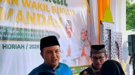 HALALBIHALAL : Bupati Lamandau, Rizky Aditya Putra, bersama Wakil Bupati Abdul Hamid saat kegiatan Halalbihalal 1447 Hijriah yang digelar Pemerintah Kabupaten Lamandau di pendopo Rujab Bupati, Minggu (29/3/2026).