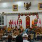 SAMBUTAN : Gubernur Kalteng Agustiar Sanrasaat memberikan sambutan saat menggelar silaturahmi bersama pimpinan media, organisasi pers, dan wartawan di Istana Isen Mulang, Palangka Raya, Selasa (19/5/2026).