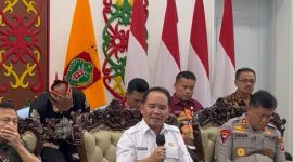 AUDIENSI  : Gubernur Kalimantan Tengah H. Agustiar Sabran, saat melakukan audiensi bersama OKP Cipayung Plus Kalimantan Tengah di Istana Isen Mulang, Palangka Raya,  Jumat (26/6/2026).
