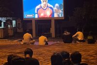 NOBAR  : Nobar pertandingan Piala Dunia di Bundaran Rusa, yang di gelar pemkab Lamandau Kota Nanga Bulik, Senin (15/6/2026).