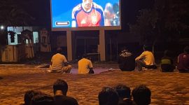 NOBAR  : Nobar pertandingan Piala Dunia di Bundaran Rusa, yang di gelar pemkab Lamandau Kota Nanga Bulik, Senin (15/6/2026).