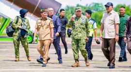 TERIMA KUNJUNGAN : Gubernur Kalteng H.Agustiar Sabran saat menerima kunjungan Menhan RI ke Kabupaten Murung Raya, Selasa (7/4/2026).