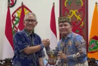AUDIENSI : Gubernur Kalimantan Tengah H. Agustiar Sabran menerima audiensi jajaran Direktorat Jenderal Kementerian Lingkungan Hidup, Kehutanan, dan Keuangan di Istana Isen Mulang, Sabtu (27/6/2026).