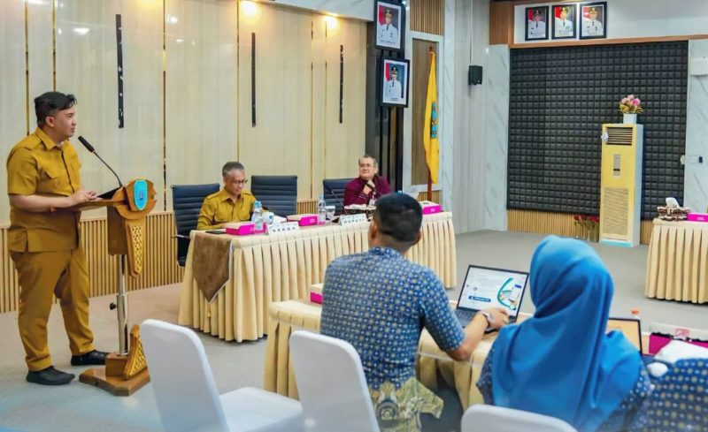 SAMBUTAN : Bupati Lamandau, Rizky Aditya Putra saat menyampaikan sambutan pada Rapat Forum Kemitraan Fasilitas Kesehatan BPJS Kesehatan, belum lama ini.